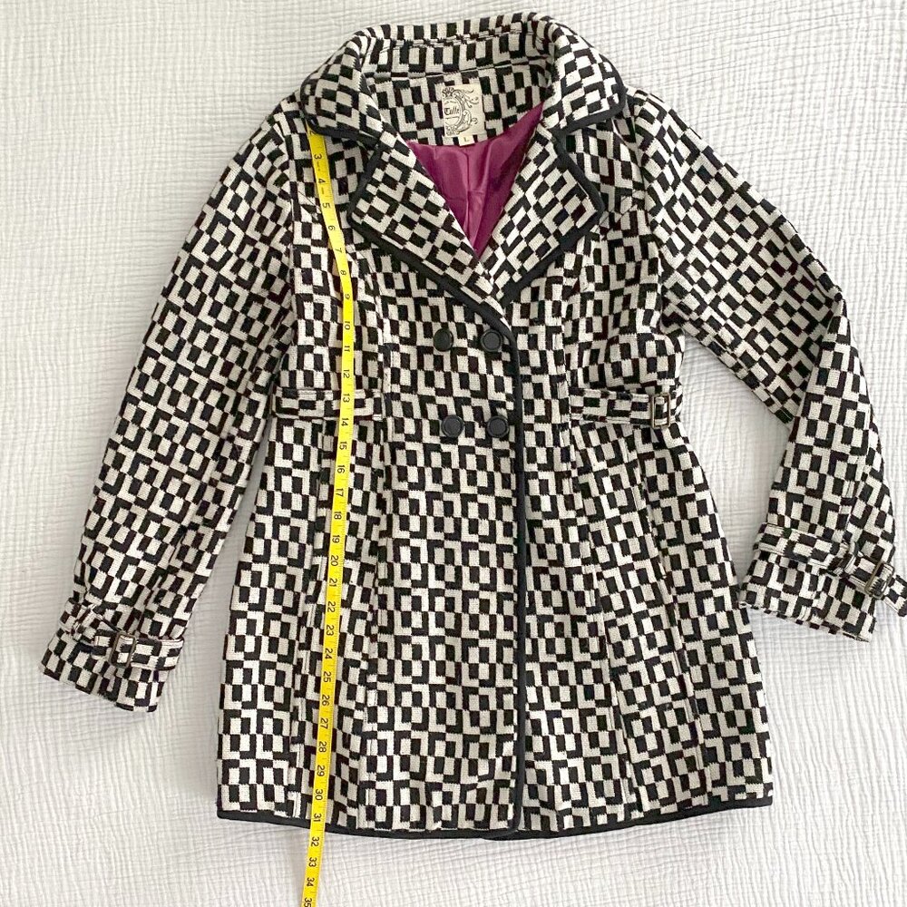 Tulle Checked Black and White Coat (Sz. L) - Picture 6 of 11